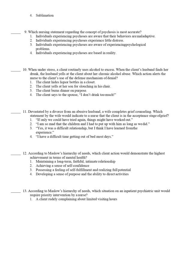 Test bank for Davis Advantage for Townsend’s Essentials of Psychiatric Mental Health Nursing 9th Edition - Image 4