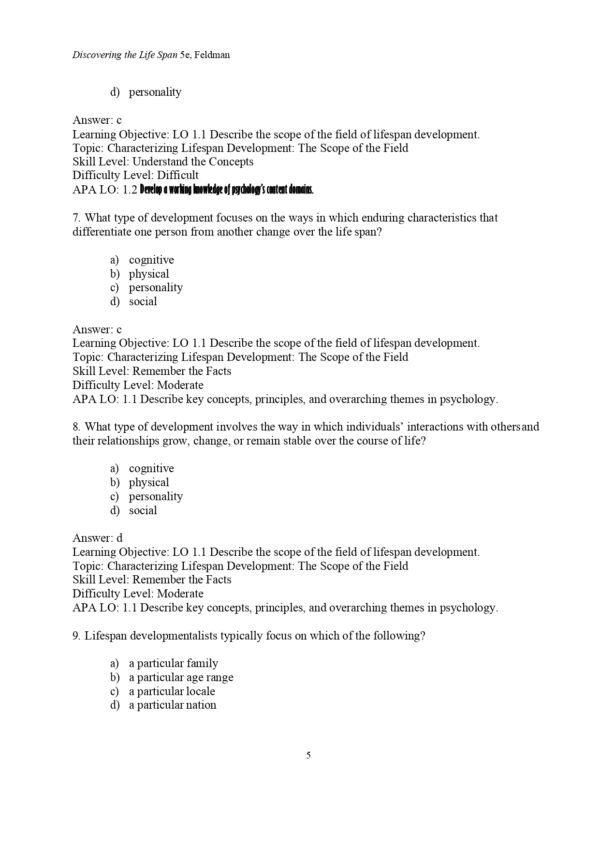 A test prep kit for Discovering the Life Time, 5th Edition