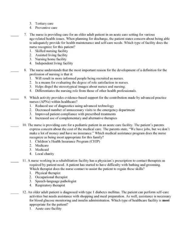 preview page of Test bank for Davis Advantage for Fundamentals of Nursing 4th Edition