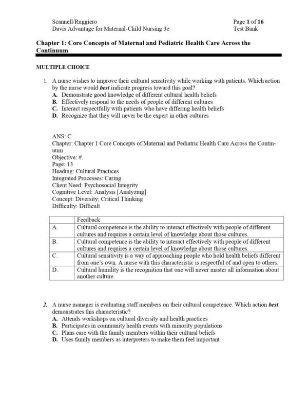 preview page of Test bank for Davis Advantage for Maternal Child Nursing Care 3rd Edition