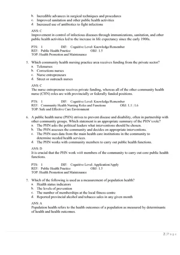Preview for Stanhope and Lancaster's Community Health Nursing in Canada, 4th Edition test bank