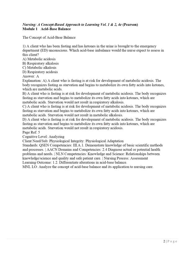Preview page of Test Bank for Nursing: A Concept-Based Approach to Learning, 4th Edition
