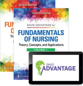 Cover page of the test bank for Davis Advantage Fundamentals of Nursing 4th Edition.