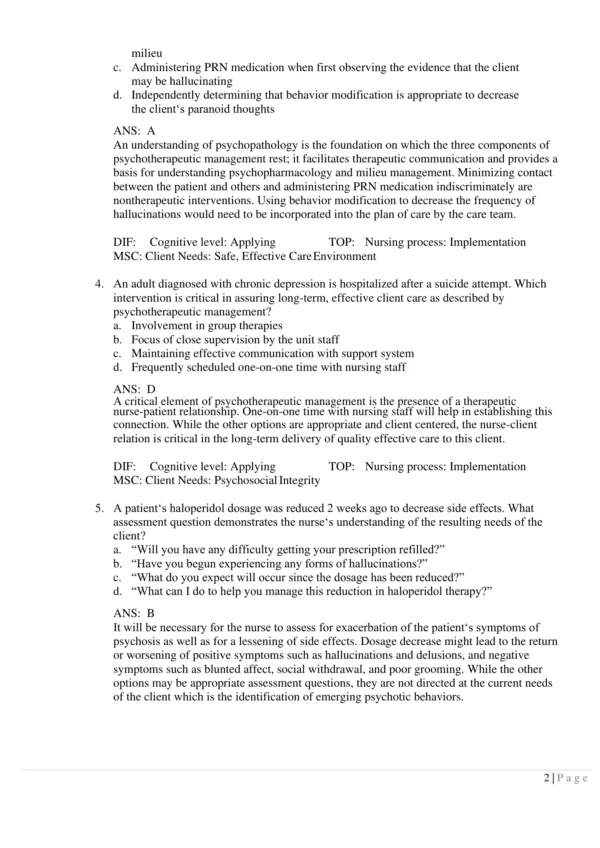 Test Bank for Keltner’s Psychiatric Nursing, 9th Edition preview page
