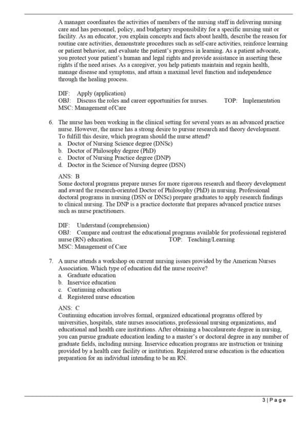 Potter & Perry Fundamentals of Nursing Test Bank NCLEX