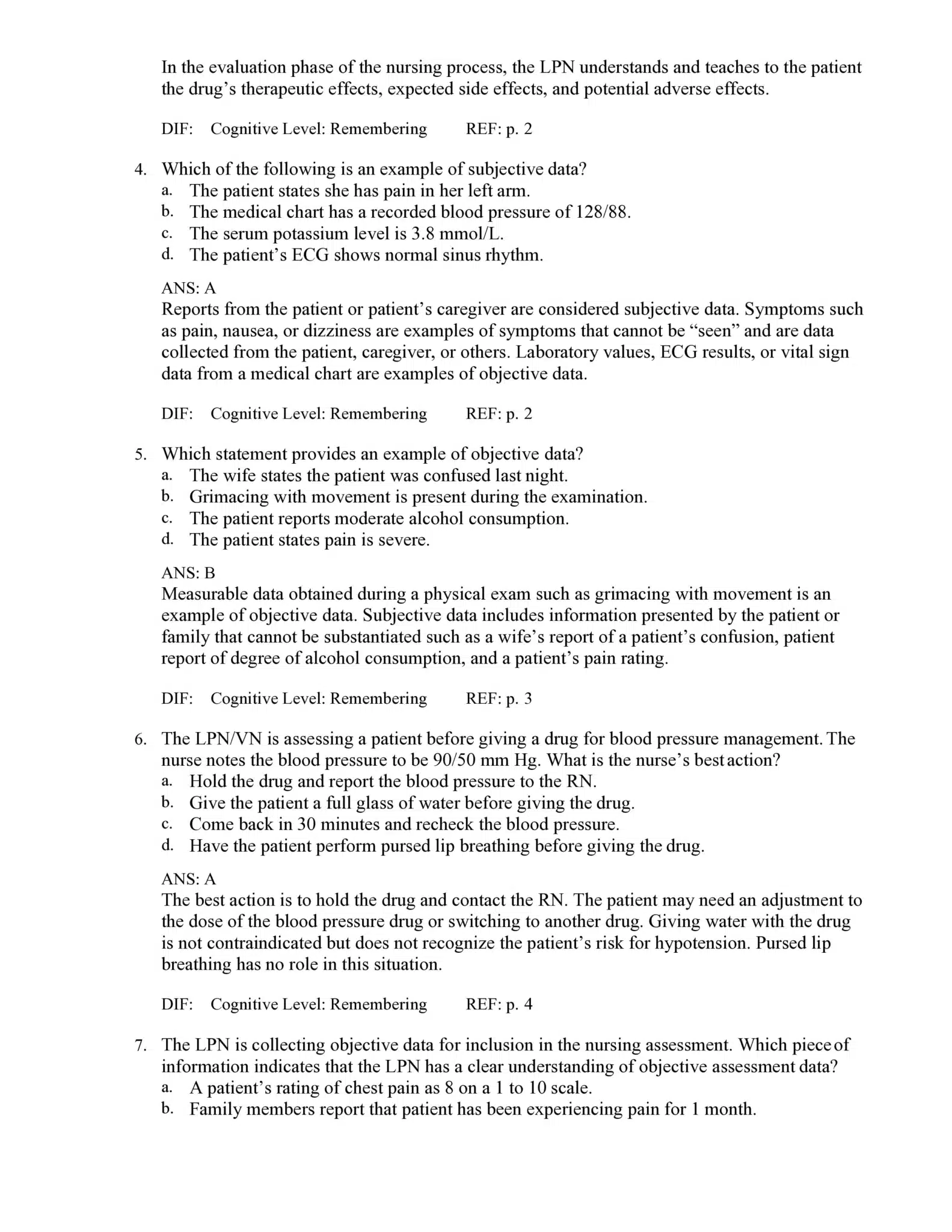 Test bank for Introduction to Clinical Pharmacology 10th Edition 3 Nursing process planning vs diagnosis stage — LPN pharmacology sample question — Introduction to Clinical Pharmacology 10e
