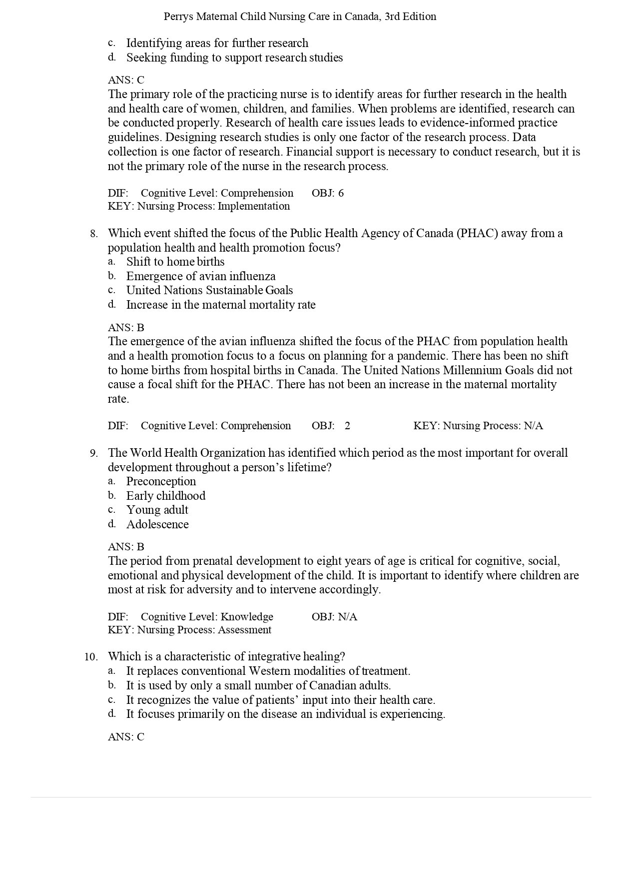 Perry’s Maternal Child Nursing Care in Canada, 3rd Edition Test Bank 4 Perry’s Maternal Child Nursing Care in Canada, 3rd Edition Test Bank - Image 4